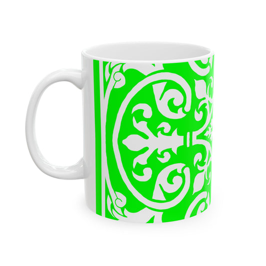Scrollwork Ceramic Mug Bright Green