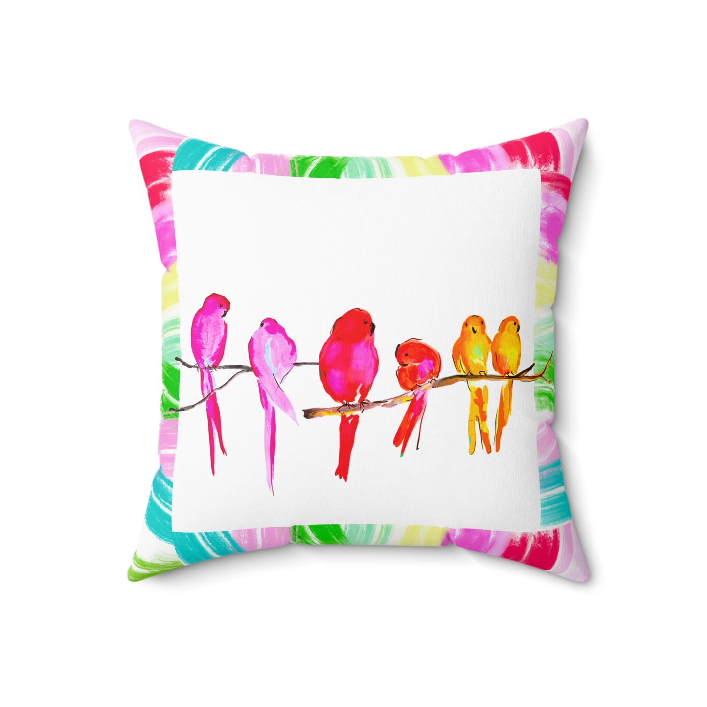Mega Dot Polyester Square Pillow Lean not on your own understanding Birds