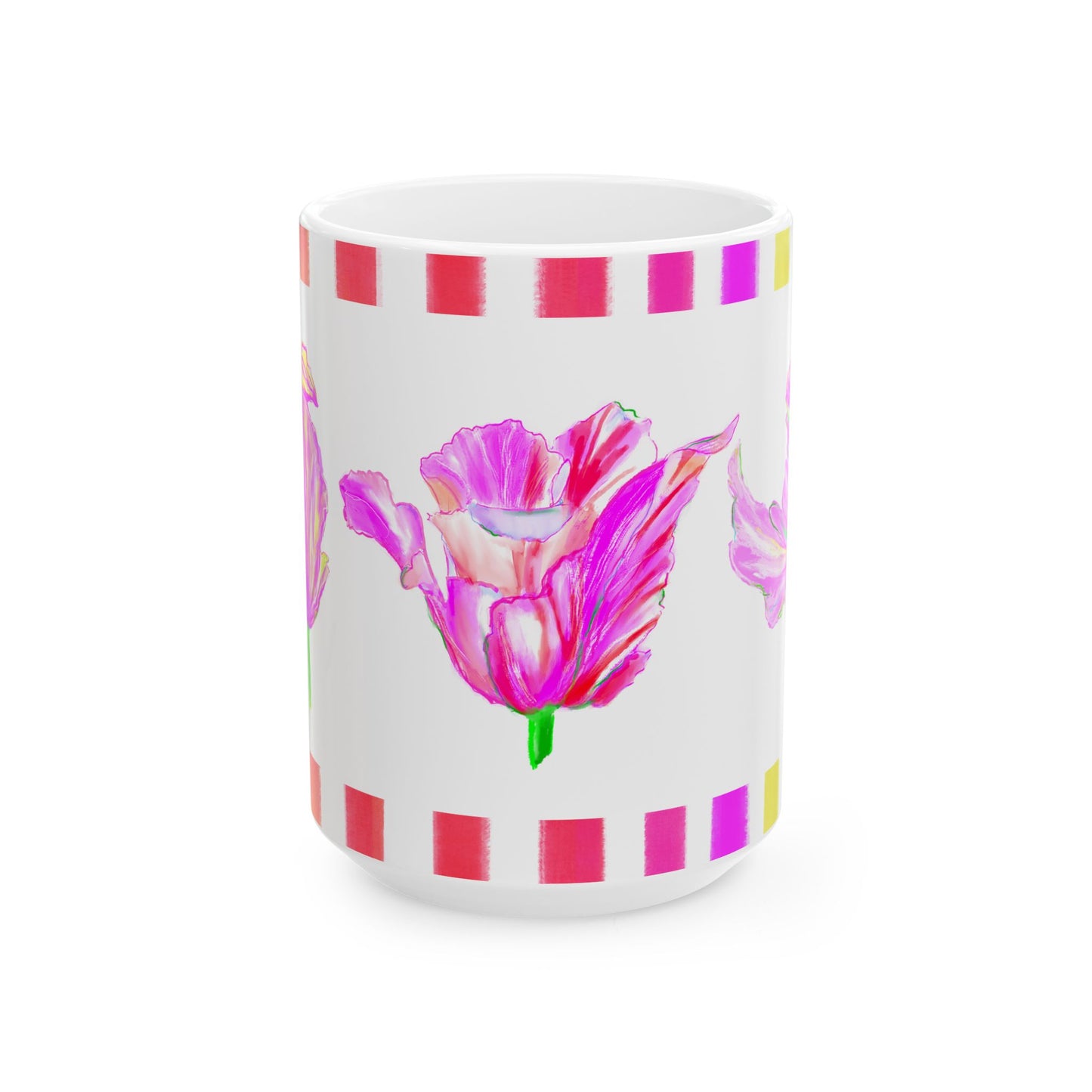 Tulip Love Ceramic Mug, (11oz, 15oz) Pinks