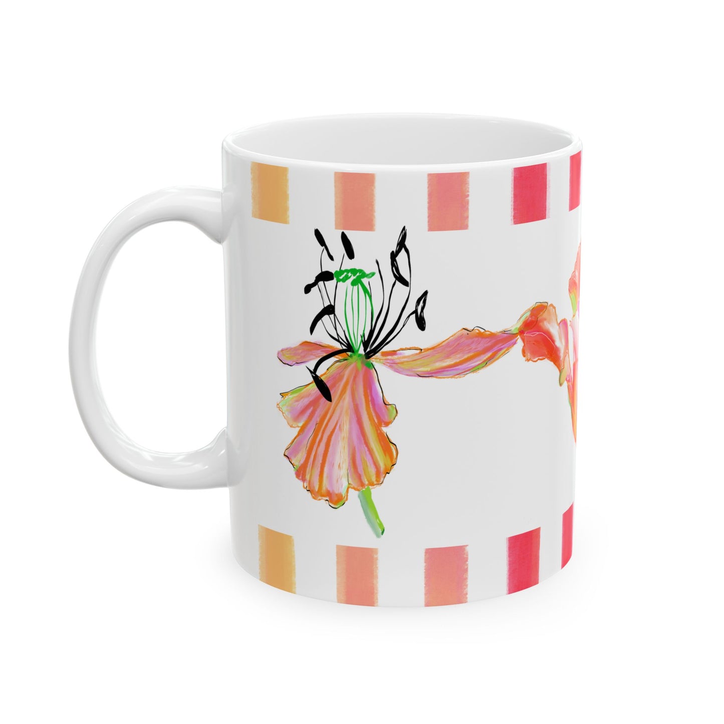 Tulip Love Ceramic Mug (11oz, 15oz) Orange, Pink