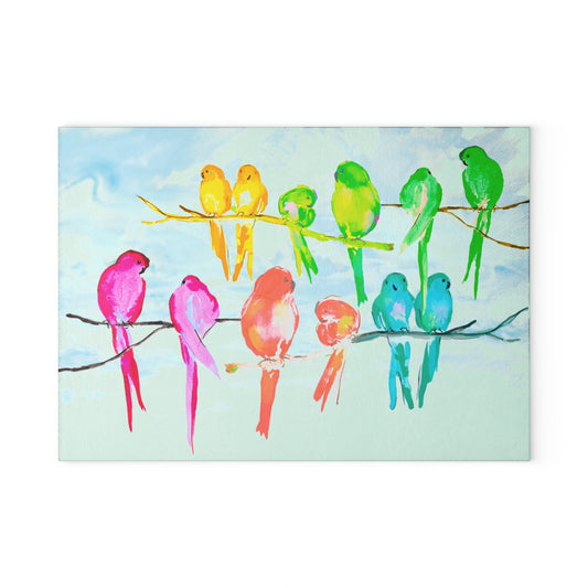 Glass Cutting Board Birds on a branch