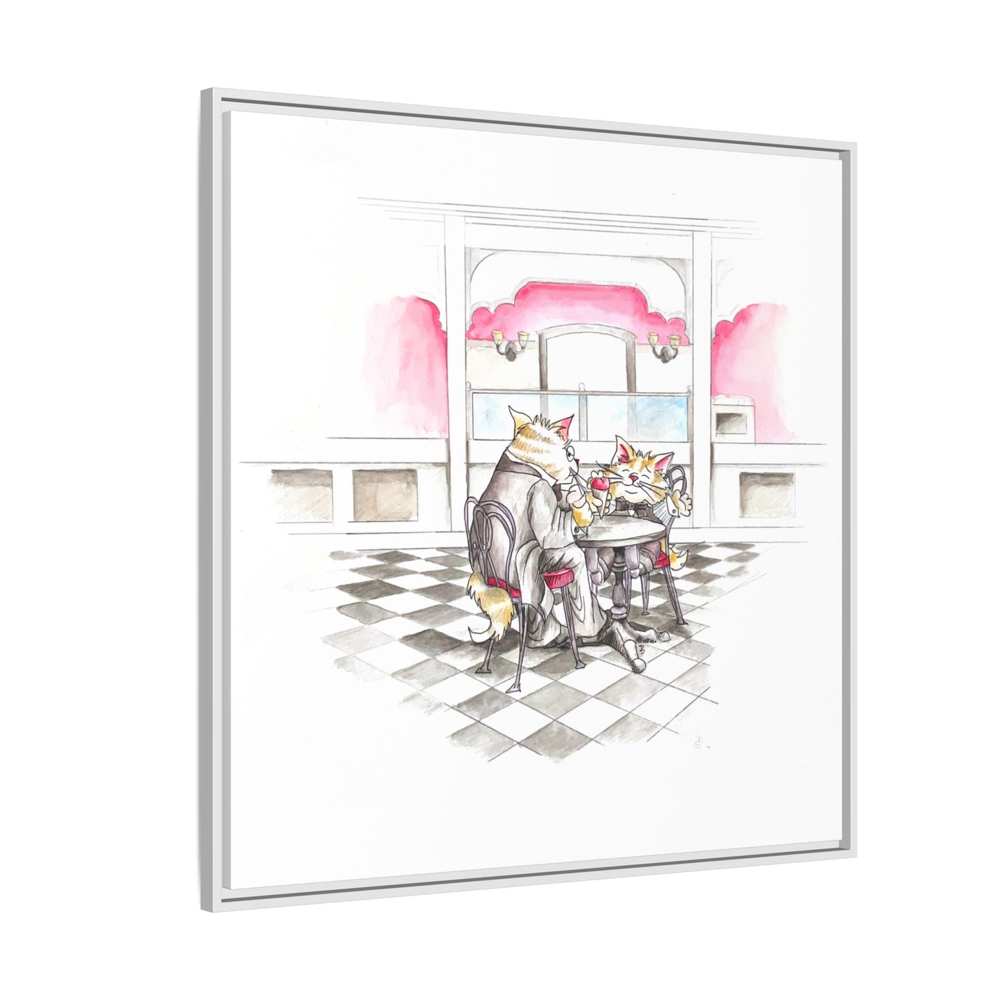 Kitty Fun Matte Canvas Framed