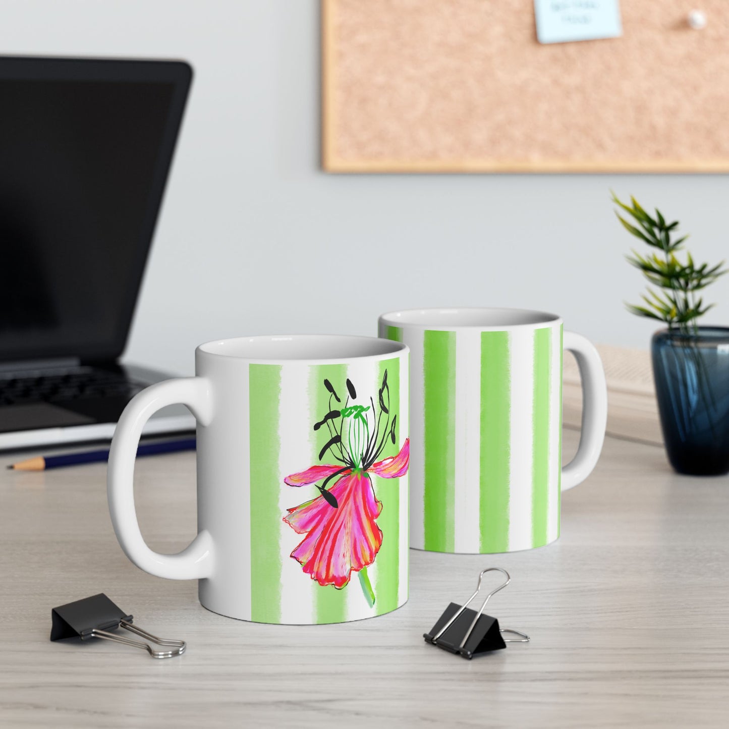 Dancing Tulips Mug Green Raspberry