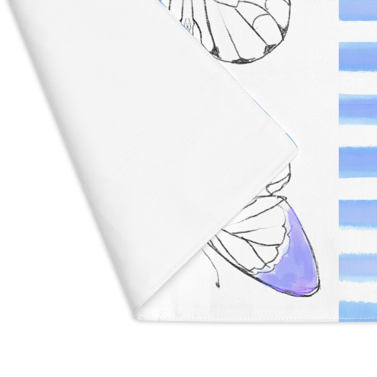 Butterfly Chroma Stripes Placemat, Cotton 1pc, Periwinkle Blue (Background Fabric Creamy White)