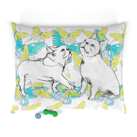 Dogi Butterfly Flutter Pet Bed, Yellow and Aqua