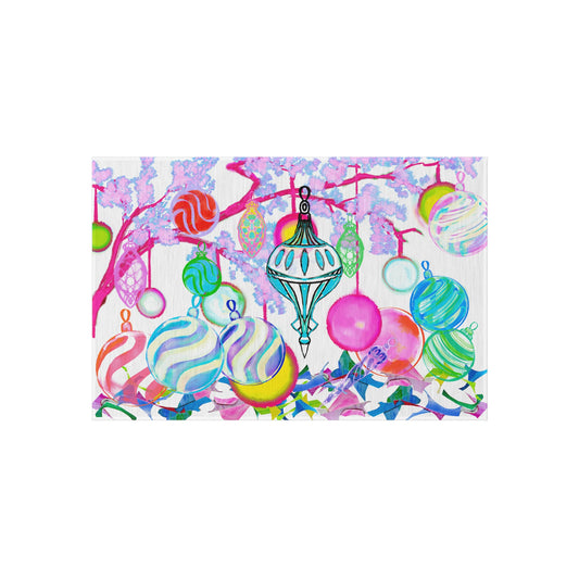 Christmas Indoor/Outdoor Rugs Watercolor Christmas Ornament Parade