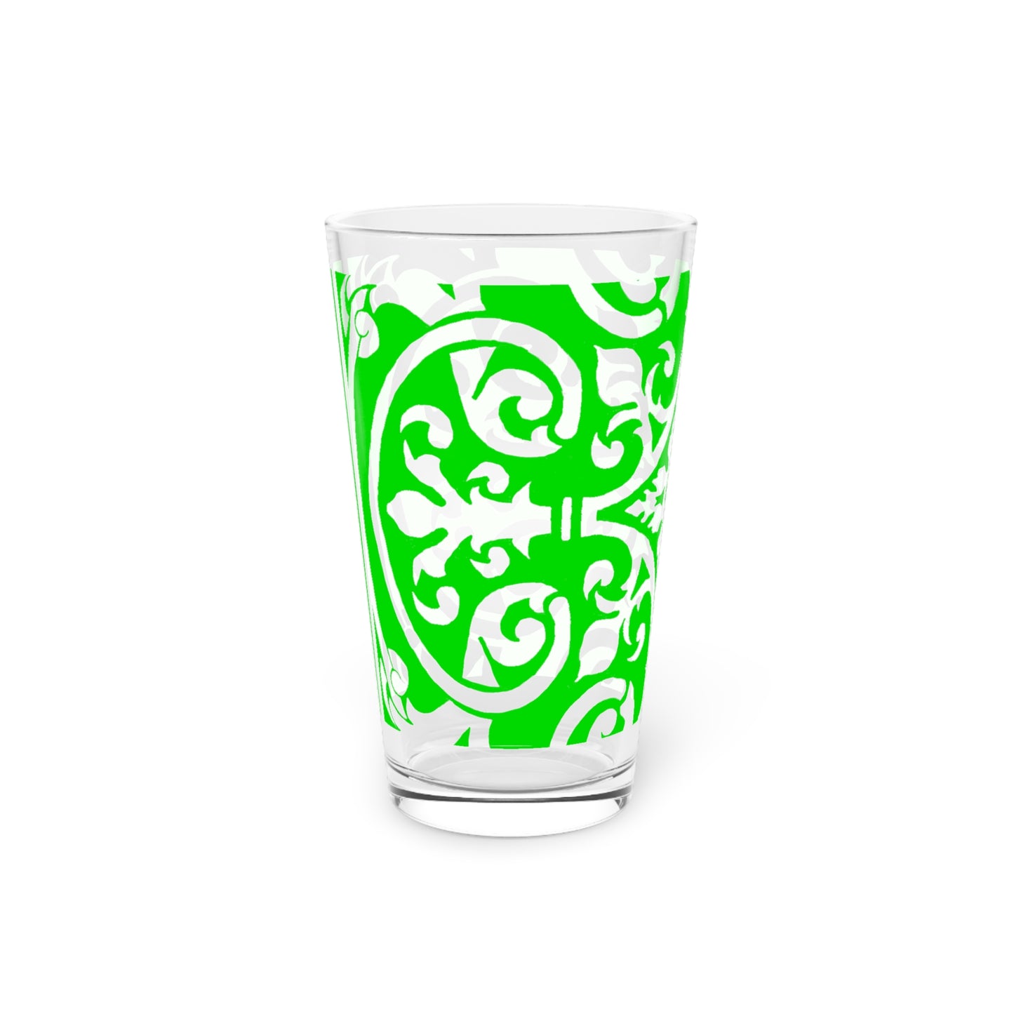 Scrollwork Pint Glass Green