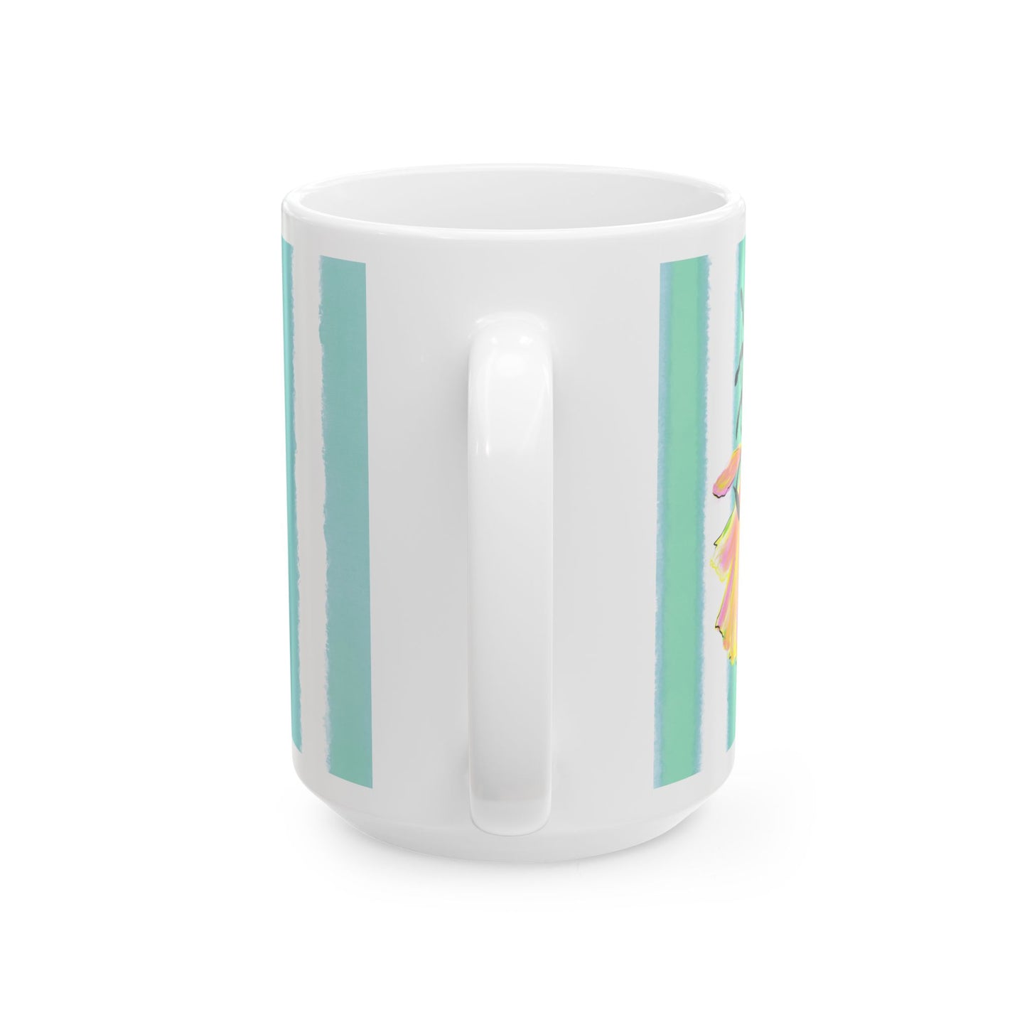Dancing Tulips Mug Blue-Green Orange