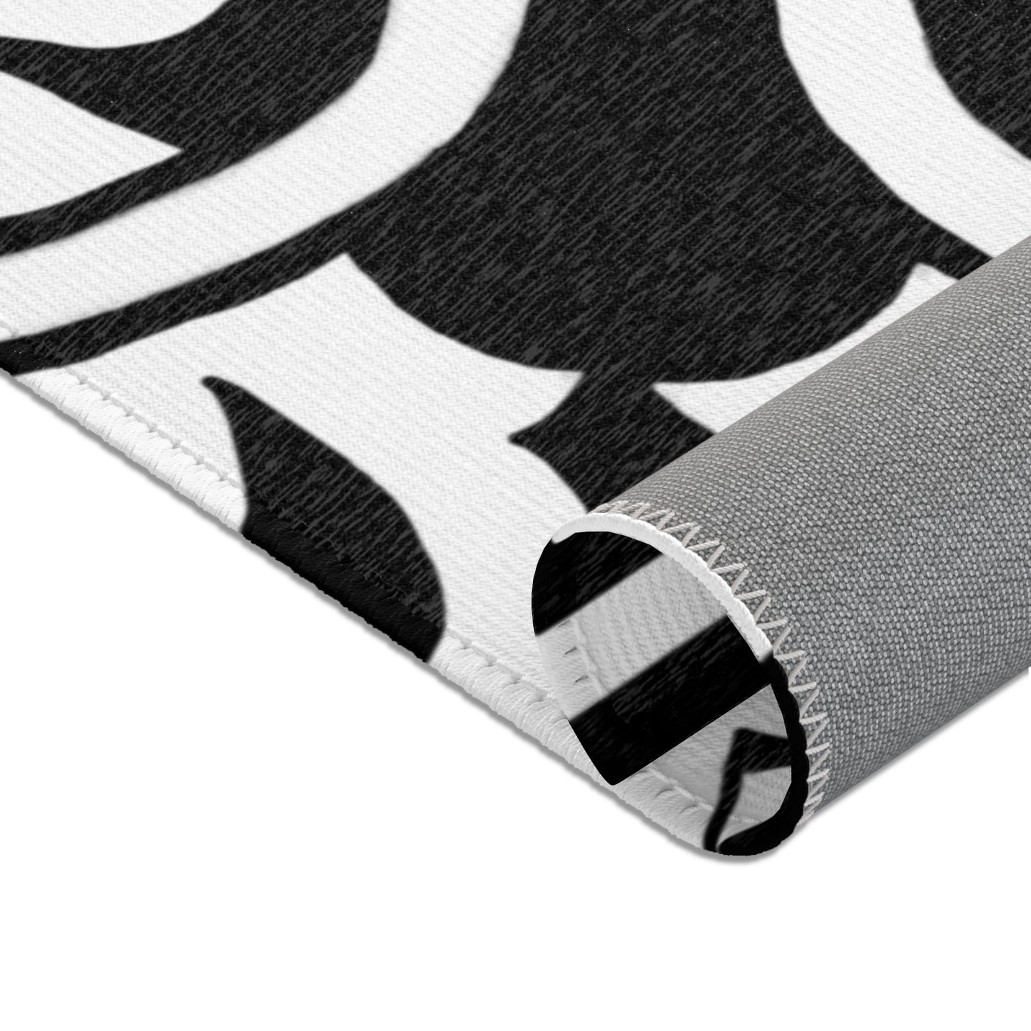 Scrollwork Indoor/Outdoor Rug Black "Sola Gratia..."