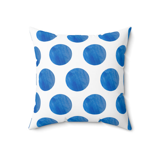 Polka Dot Palette Polyester Square Pillow Blue
