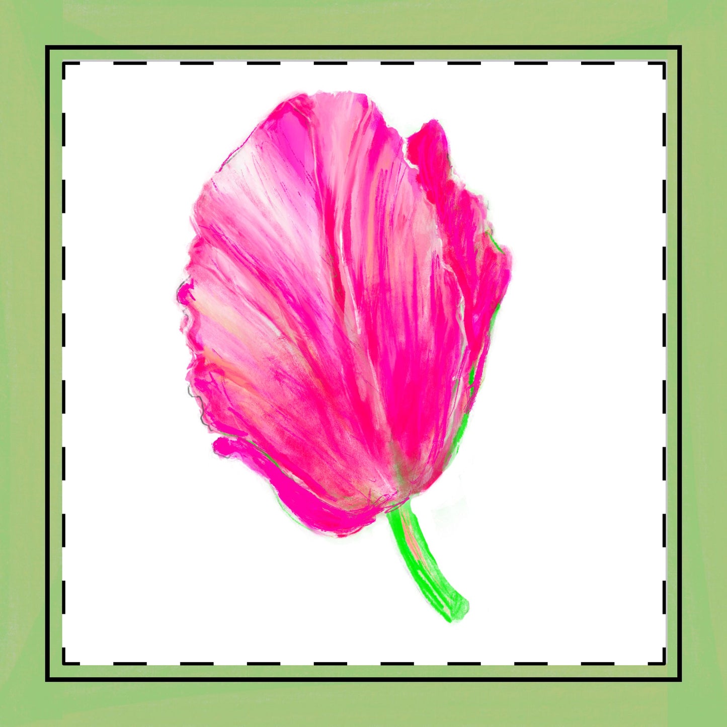 Tulip Love Poly Twill Napkin, Pink Raspberry, Spring Green Border