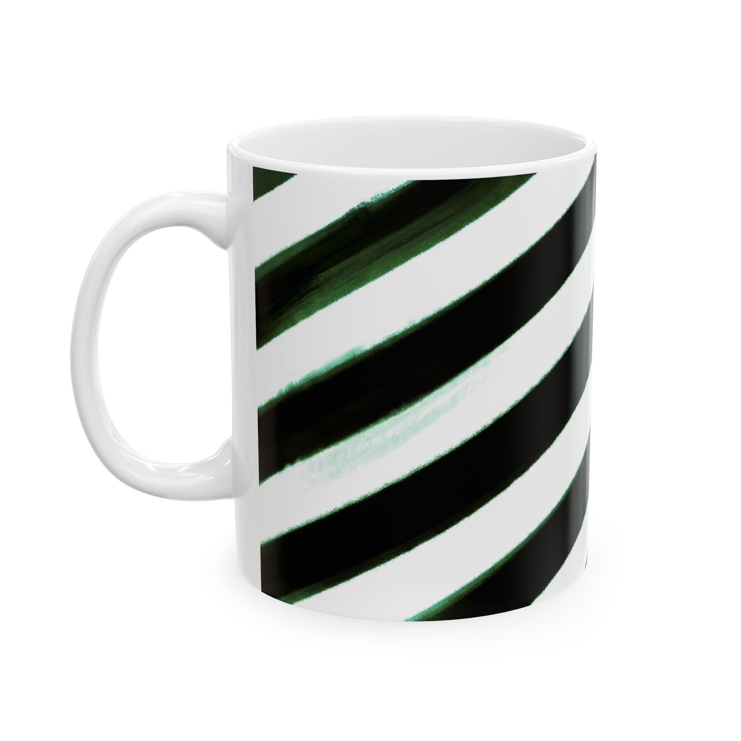 Diagonal Stripe Ceramic Mug in Black, 11oz