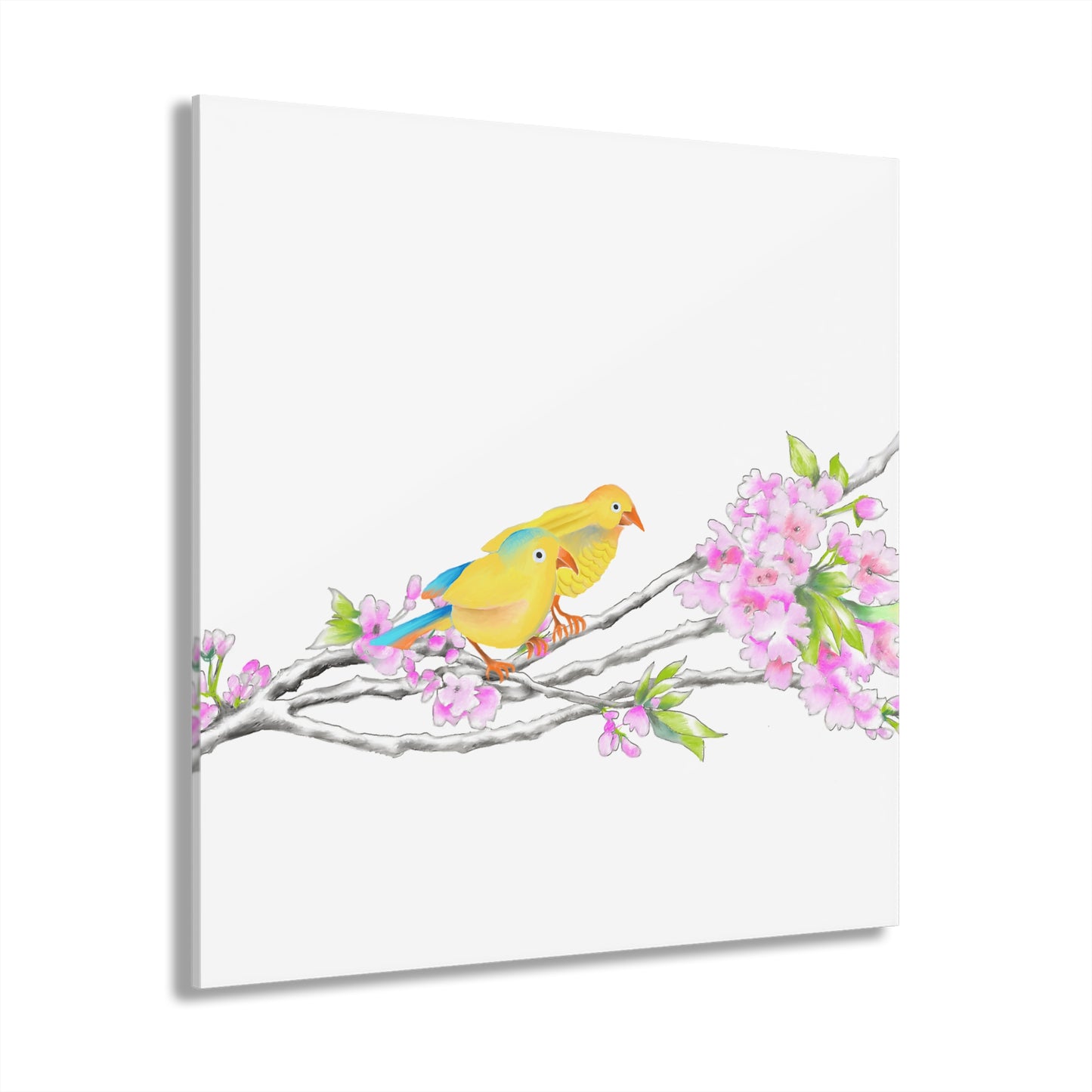 Jolly Birds Acrylic Prints (French Cleat Hanging) yellow