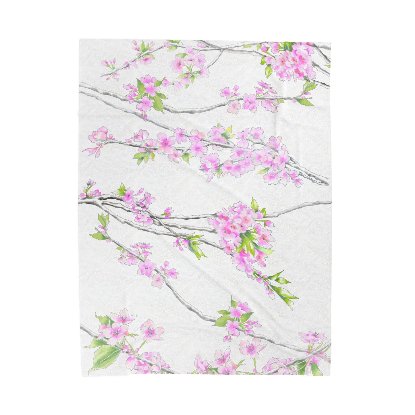 Cherry Blossom Velveteen Plush Blanket