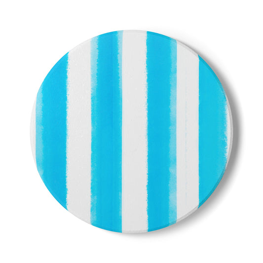 Watercolor Stripe Ceramic Coaster, Aqua