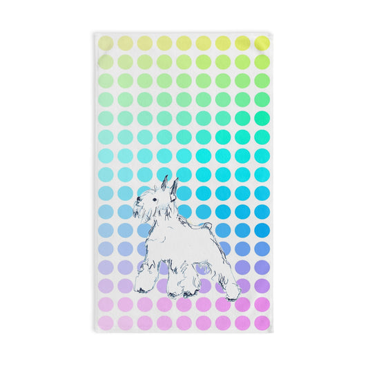 Dogi Fun Hand Towel, Schnauzer with Multi-Color Polka Dots