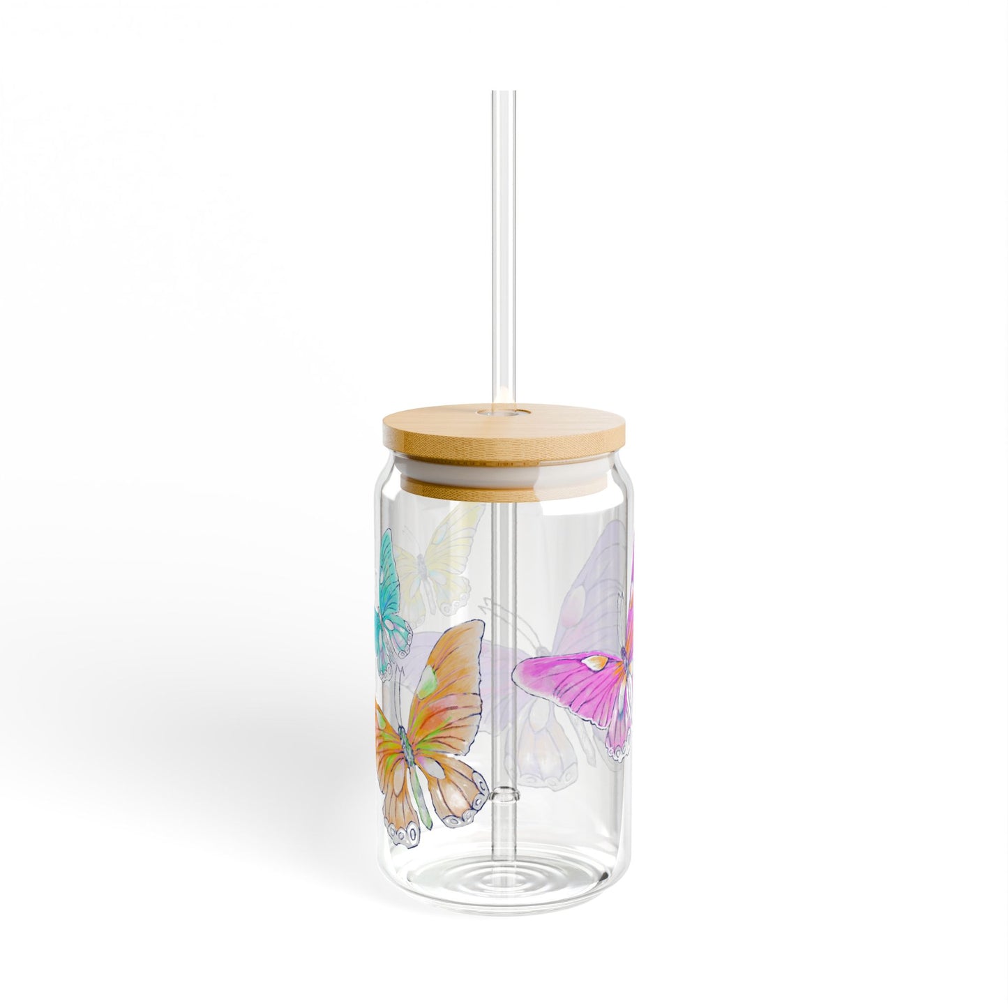Butterfly Swing, Largest Butterfly is Lilac, Sipper Glass, 16oz, Choose With or Without lid