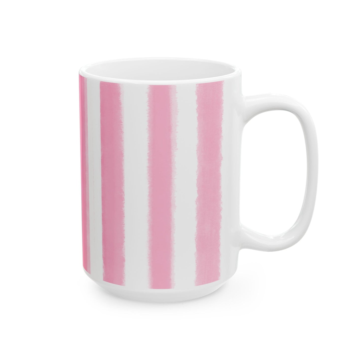 Watercolor Stripes Ceramic Mug Pink