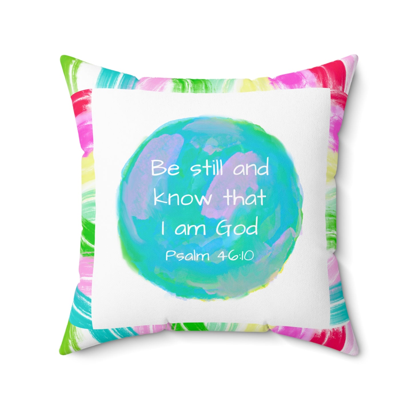 Mega Dot Polyester Square Pillow Be still and that I am God Birds