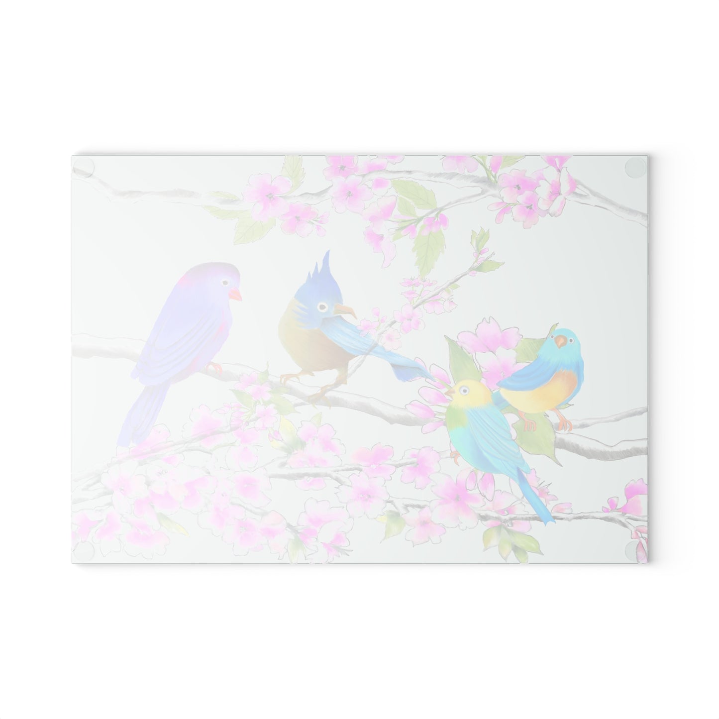 Cherry Chirp Glass Cutting Board