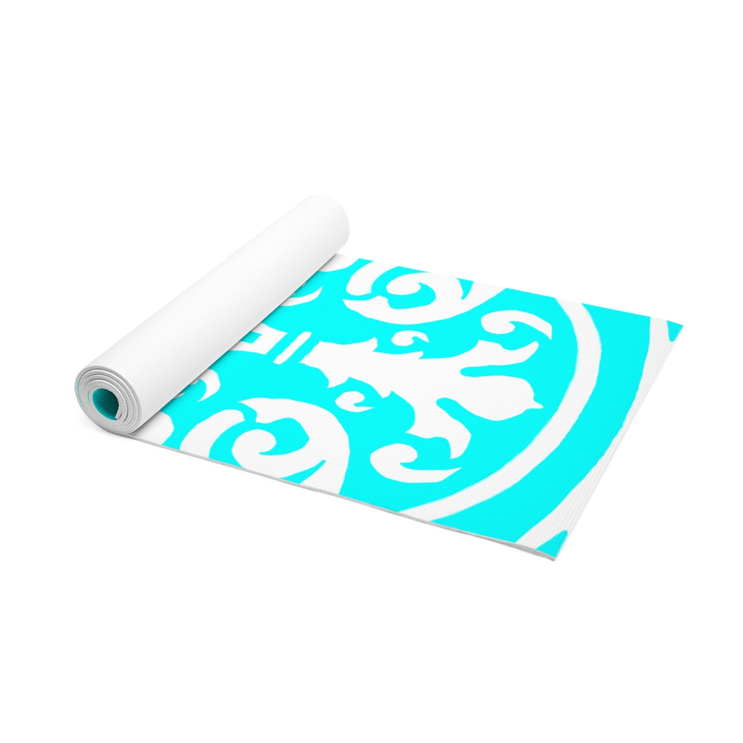 Scrollwork Exercise Mat Aqua
