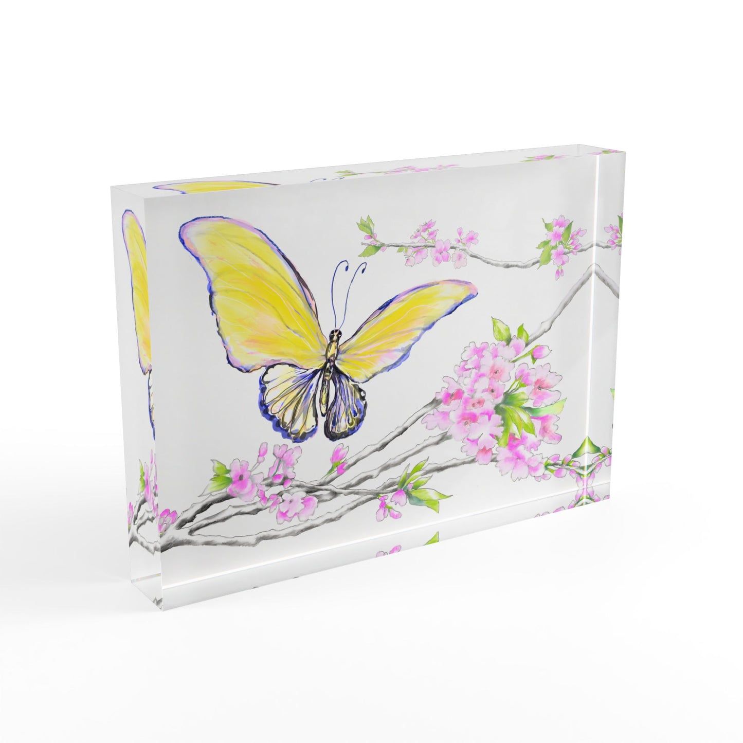 Blossom Whirl Acrylic Block Yellow