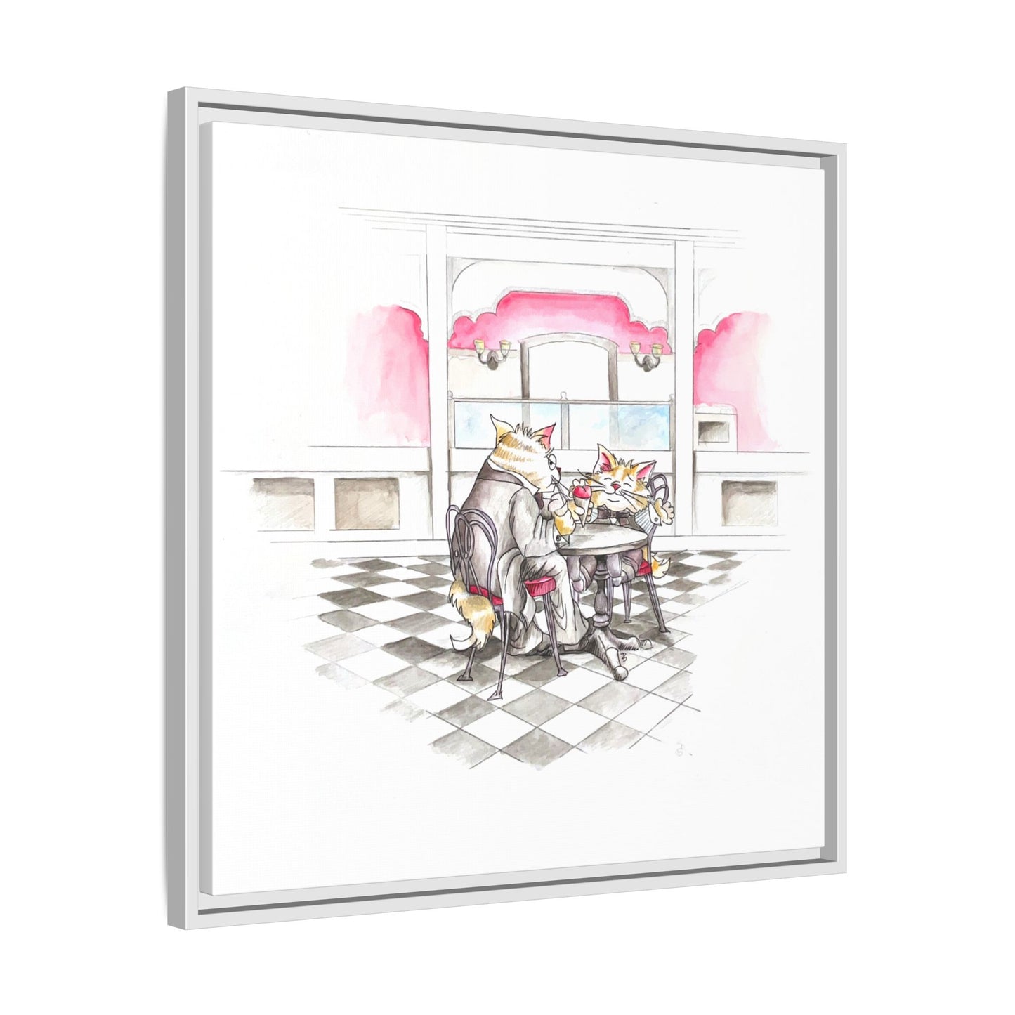 Kitty Fun Matte Canvas Framed