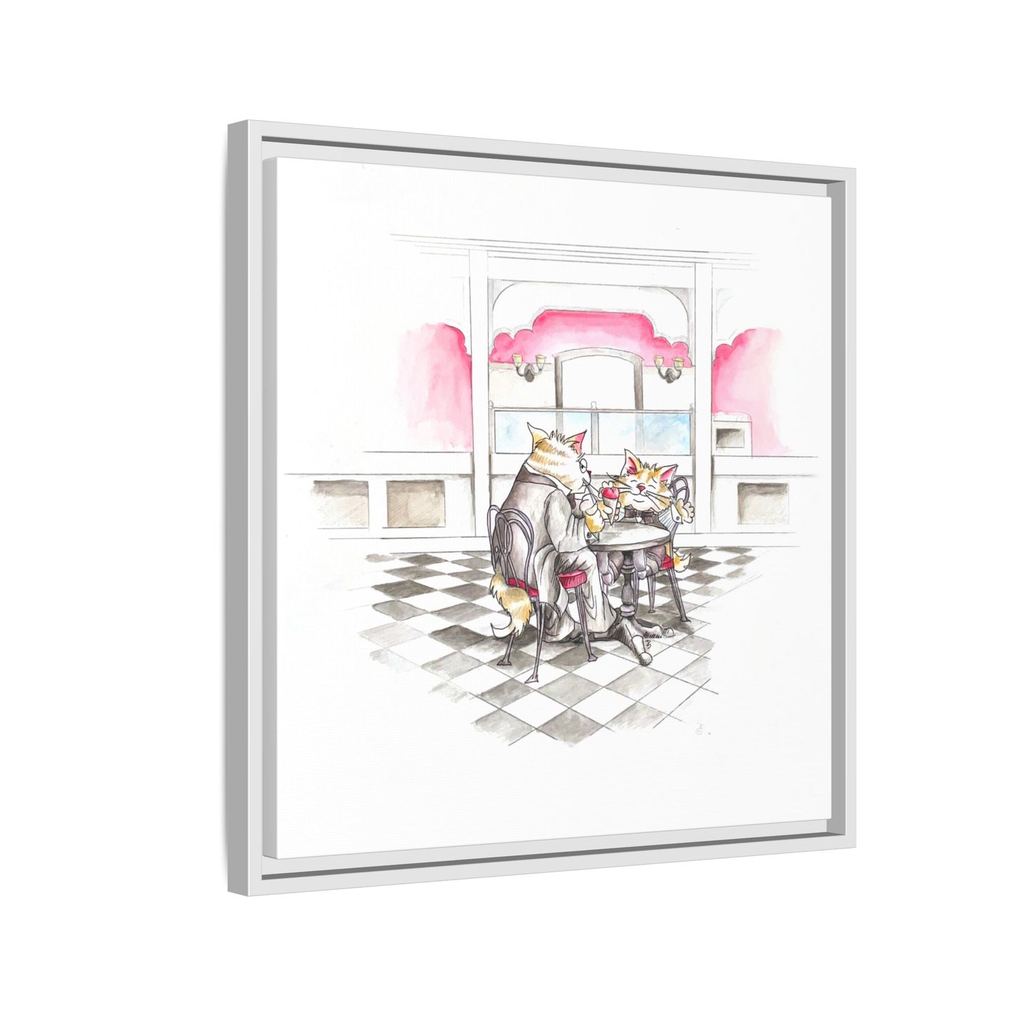Kitty Fun Matte Canvas Framed