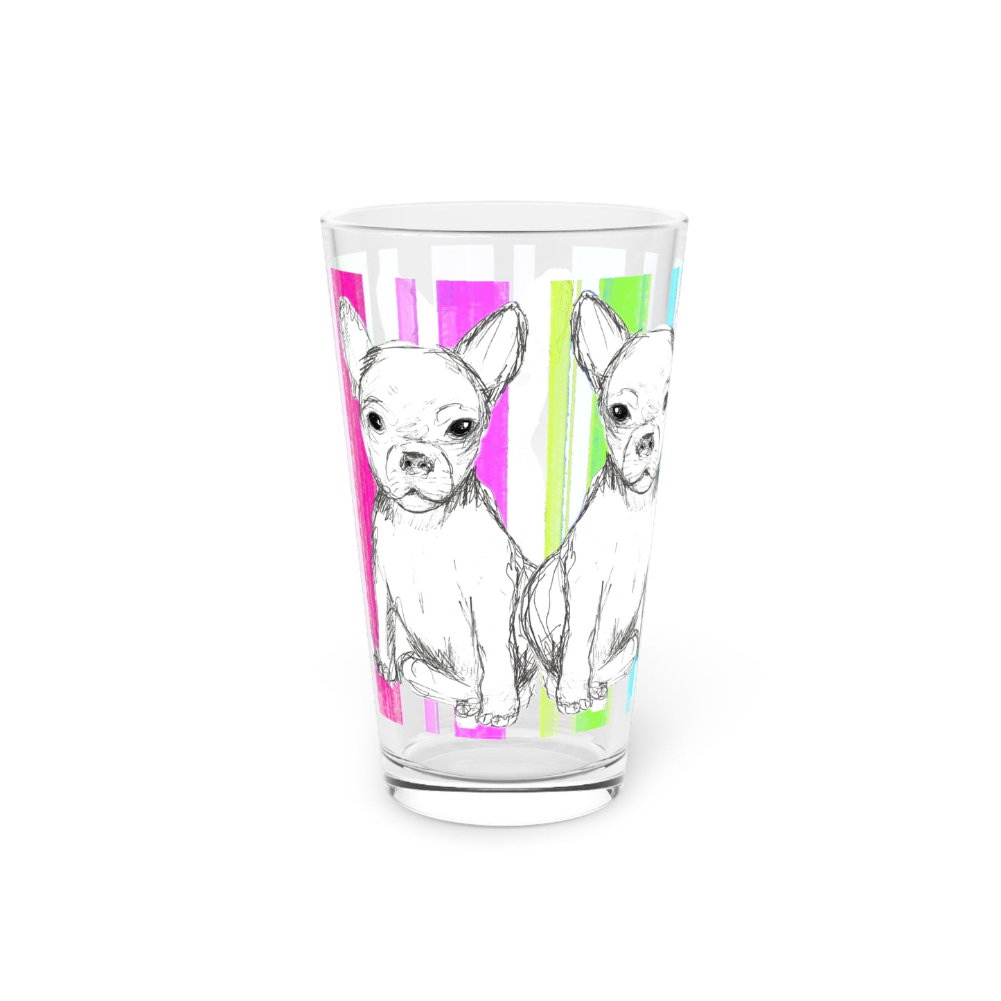 Dogi Butterfly Flutter Stripes Pint Glass, 16oz (Multi color)