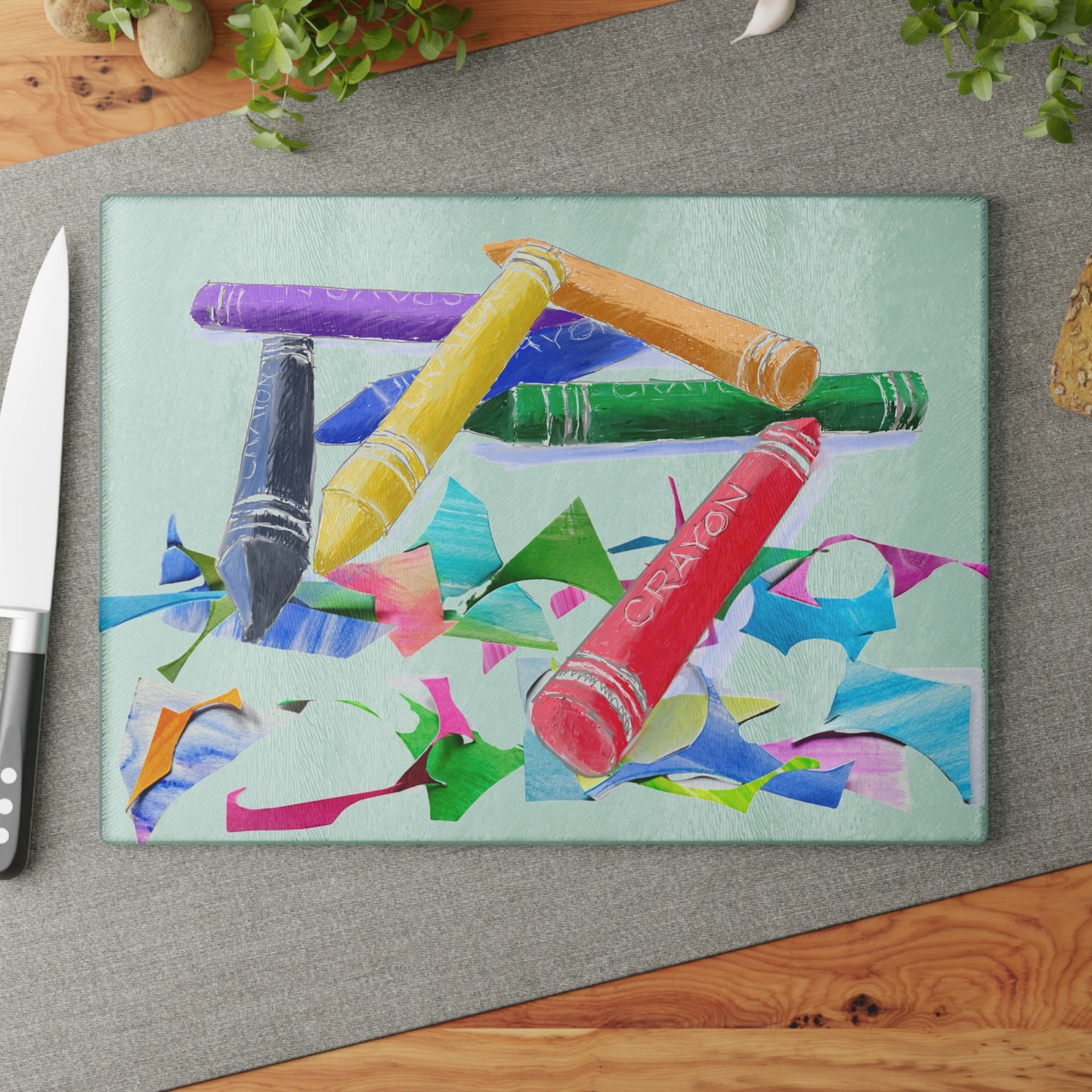 Glass Cutting Board Crayon Cut-Up