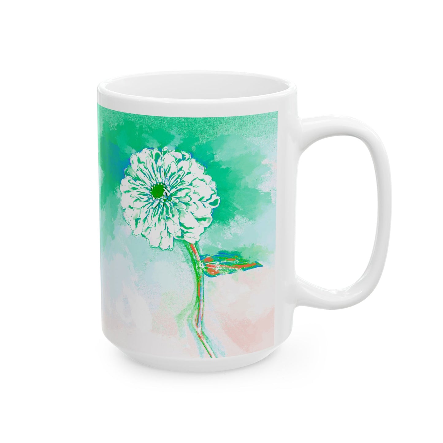 Zinnia Color Splash Mug Blue Green “Dare to Be Humble”