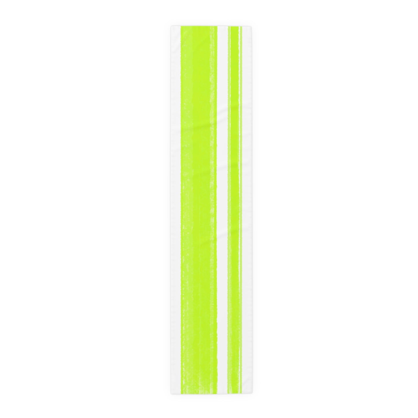 Mega Stripe Table Runner (Cotton Creamy White, Poly Bright White), Spring Green