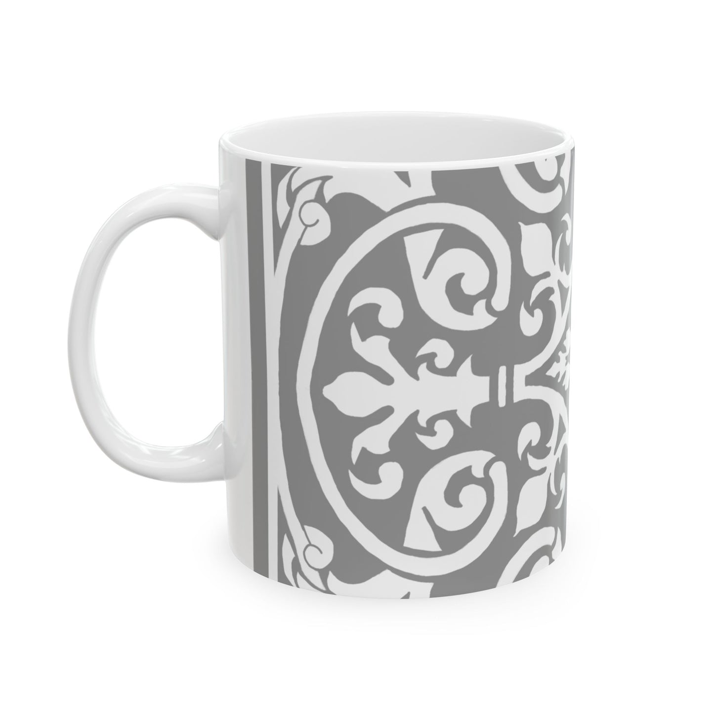 Scrollwork Ceramic Mug Gray