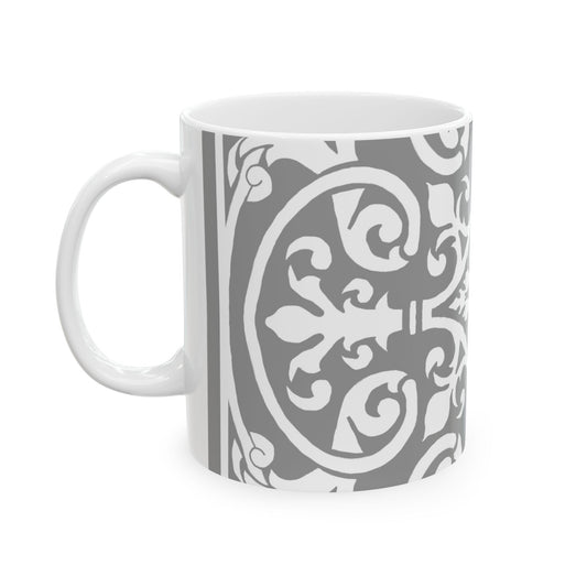 Scrollwork Ceramic Mug Gray