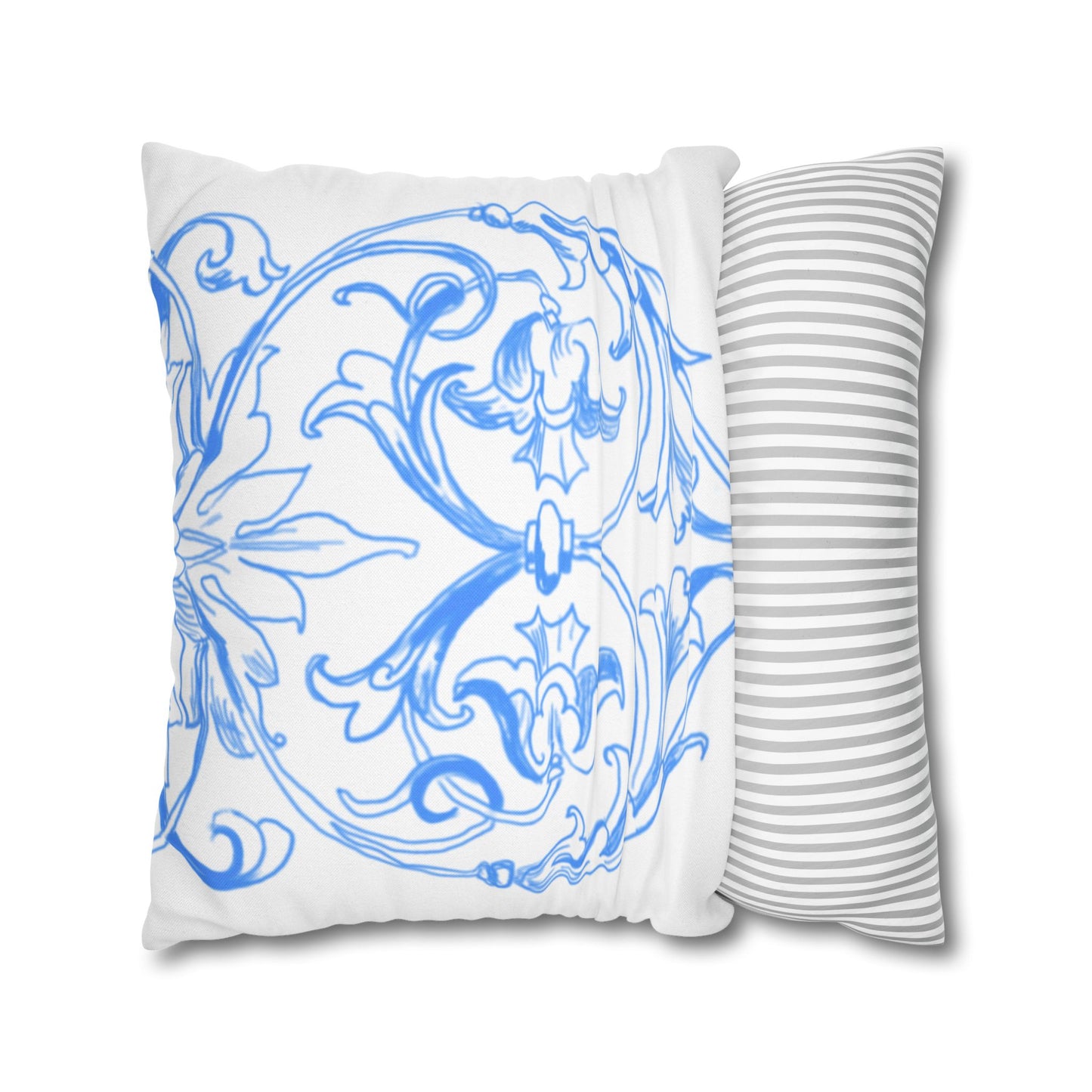 Blue and White Porcelain Square Pillowcase