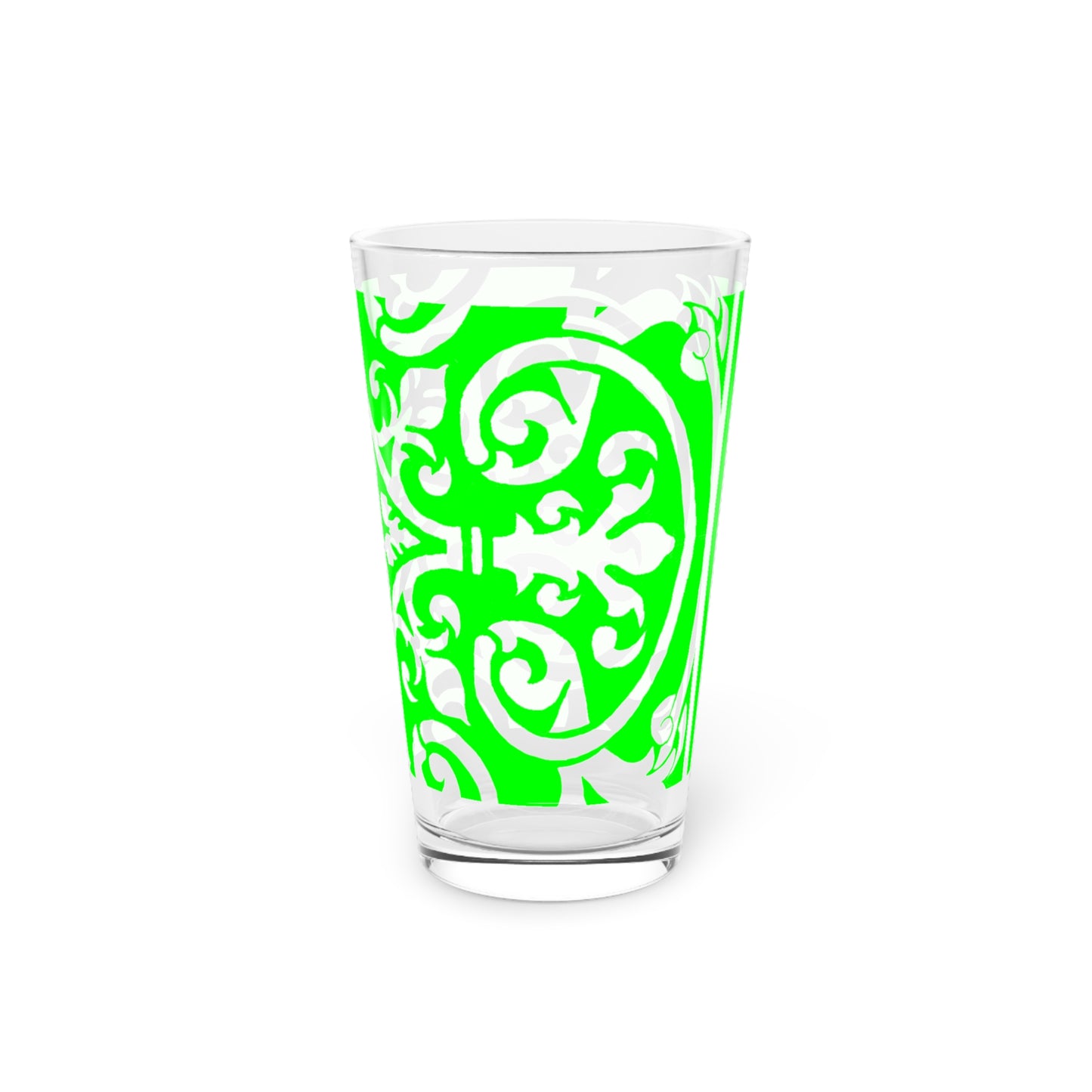 Scrollwork Pint Glass Bright Green