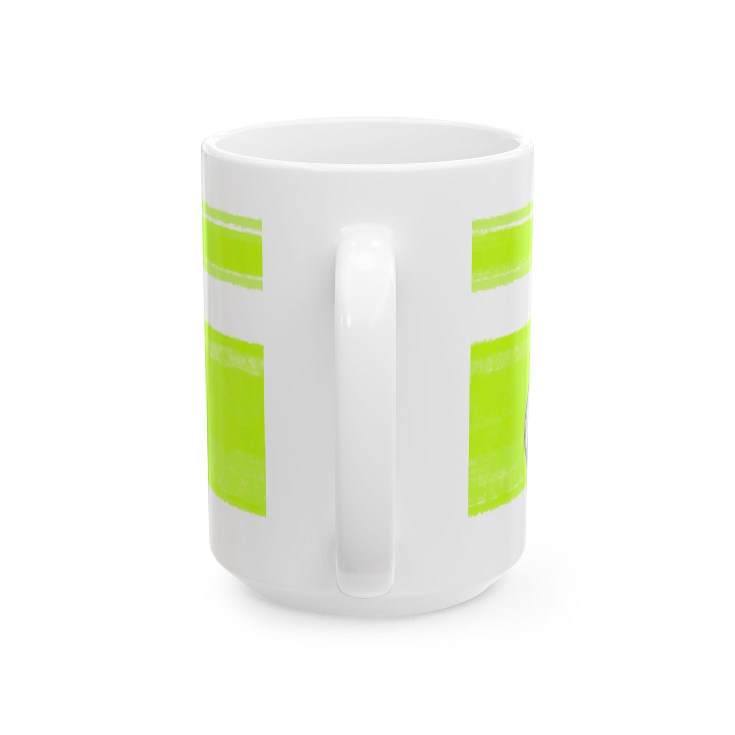 Mega Stripe Dogi Butterfly Flutter Ceramic Mug, (11oz, 15oz), Lime Chihuahua
