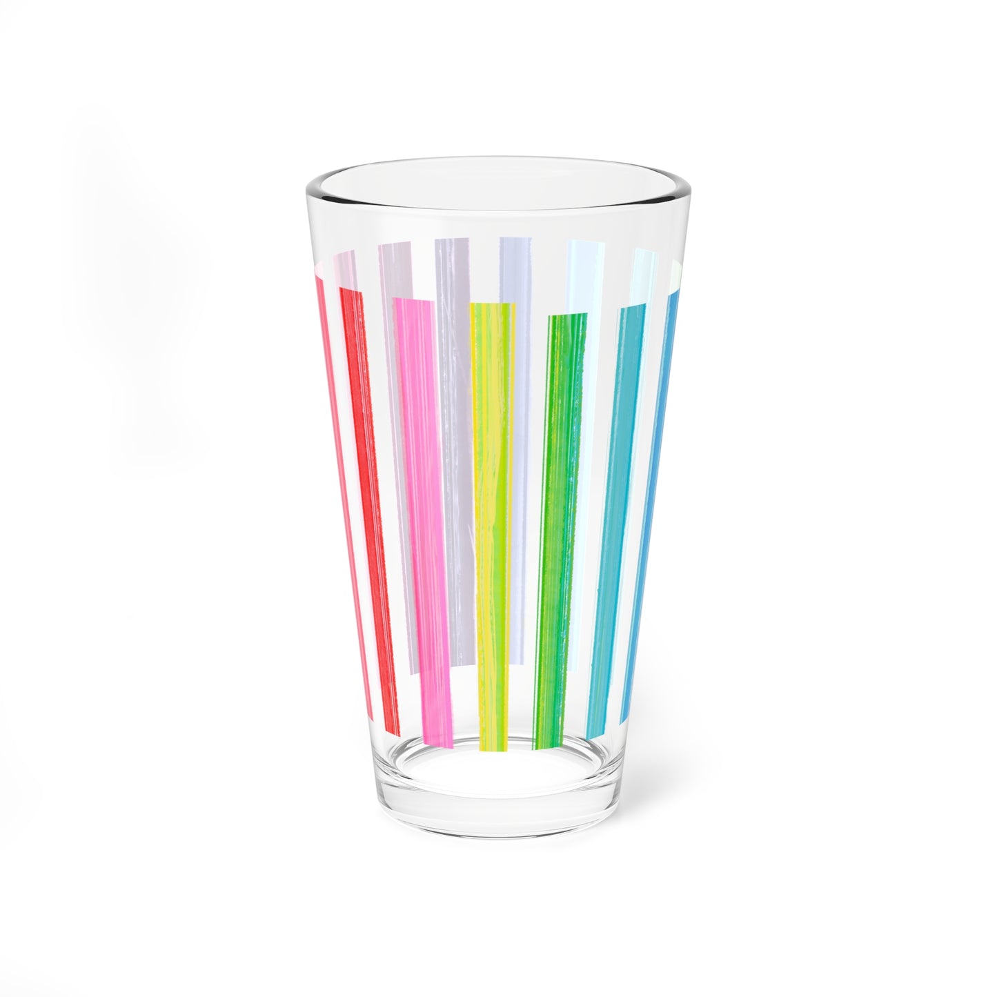 Pint Glass, 16oz Rainbow Stripe Party