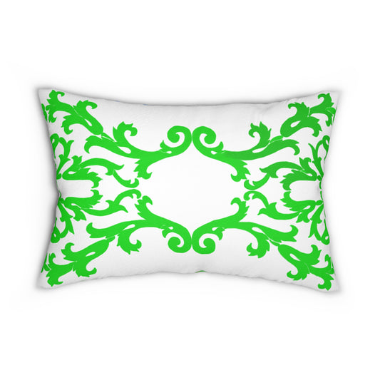 Scrollwork  Spun Polyester Lumbar Pillow "Joy Transports Hearts"