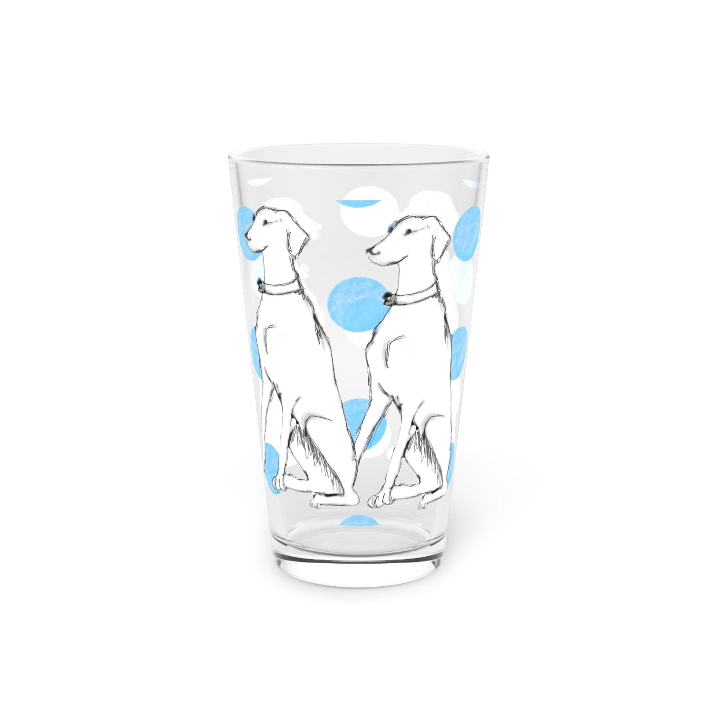 Dogi Fun and Polka Dots Pint Glass in Blue, 16oz (Dalmatian)