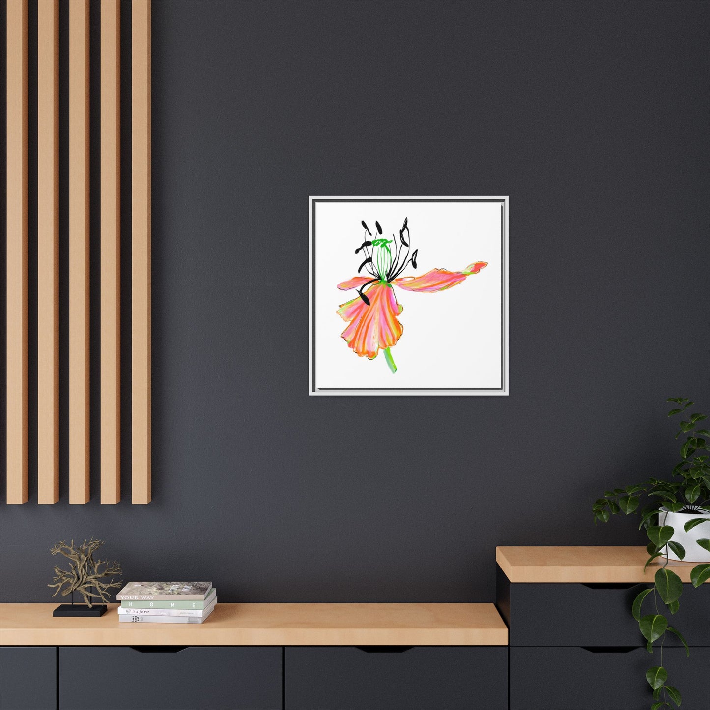 Dancing Tulips Matte Canvas, Framed (Multi-color) Orange