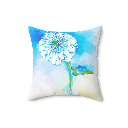 Zinnia Quiet Reflection Spun Polyester Square Pillow in Blue "Blessed be the name of the Lord" (double sided print) (20" x 20")