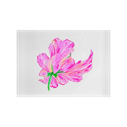 Dancing Tulips Acrylic Art Block Raspberry Pink