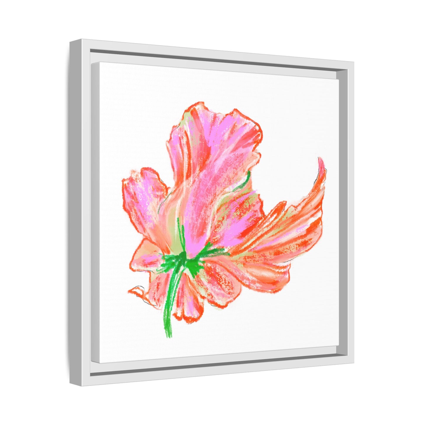 Dancing Tulips Matte Canvas, Framed (Multi-color) Orange Pink