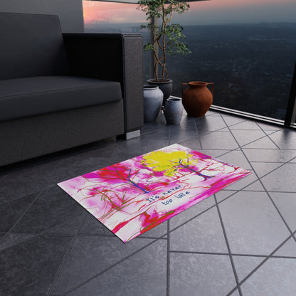 Inspirational Landscapes Indoor/Outdoor Rug, "It's never too late", Red, Pink, and Yellow Non-Slip
