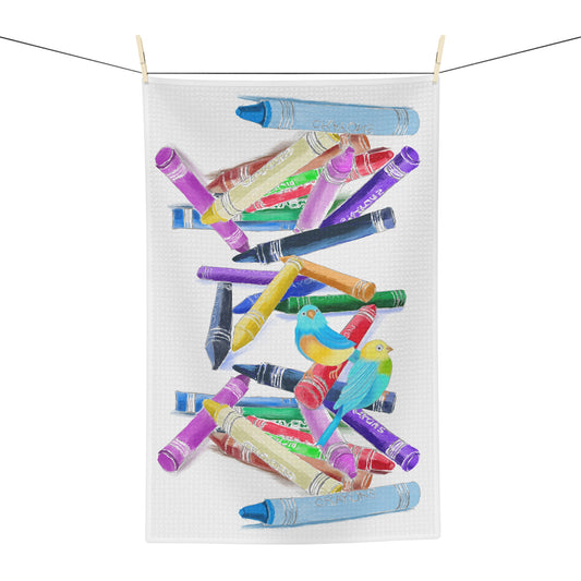 Microfiber Dish Towel Crayons with Jolly Bird