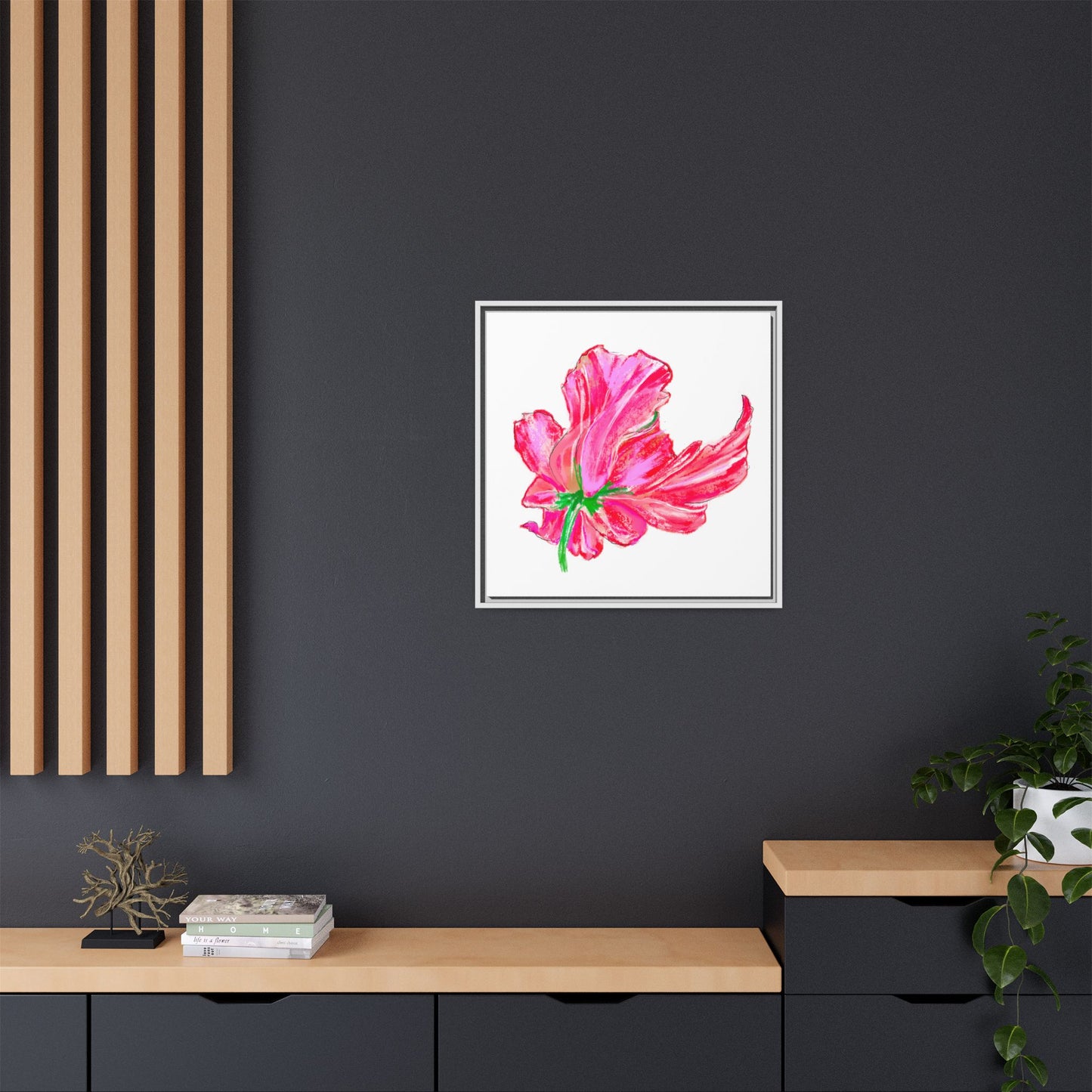 Dancing Tulips Matte Canvas, Framed (Multi-color) Pink Red