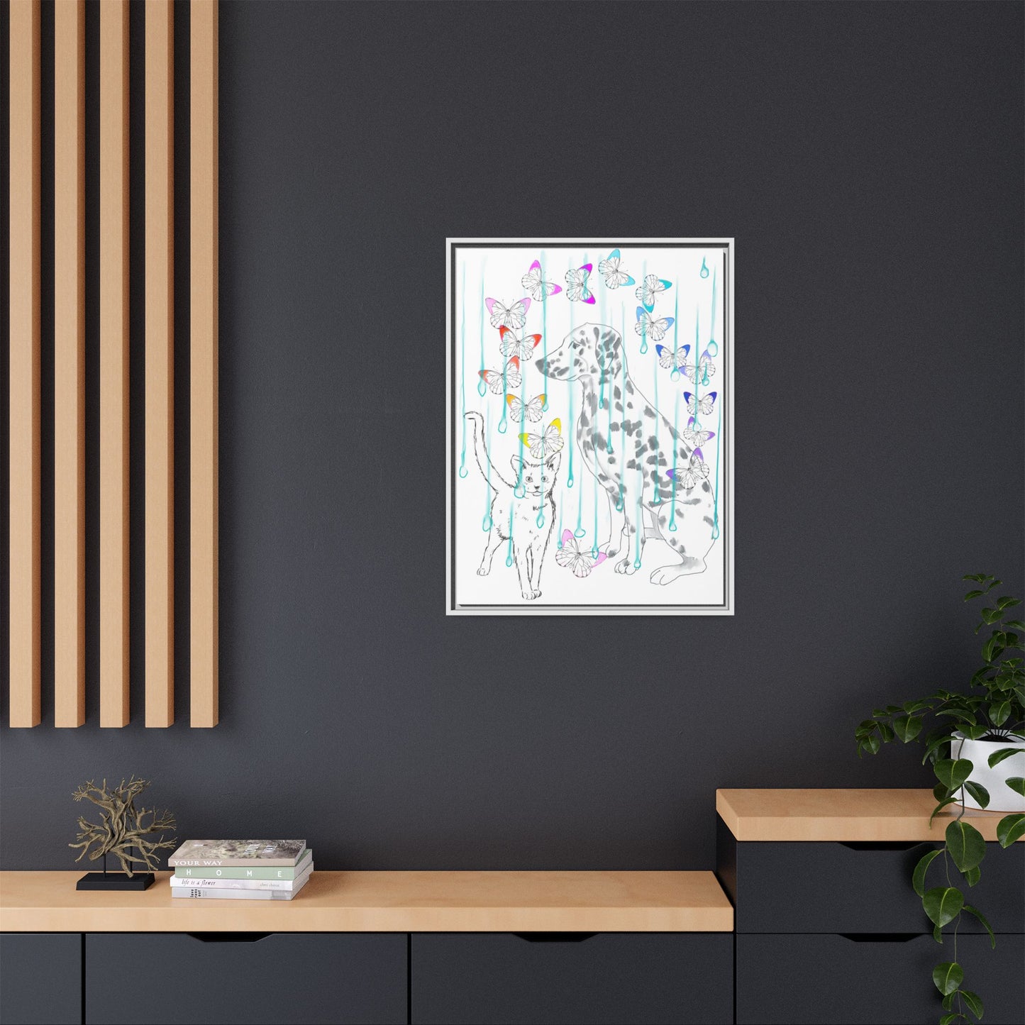 Butterfly Chroma Rain and Shine Matte Canvas, Framed (White)
