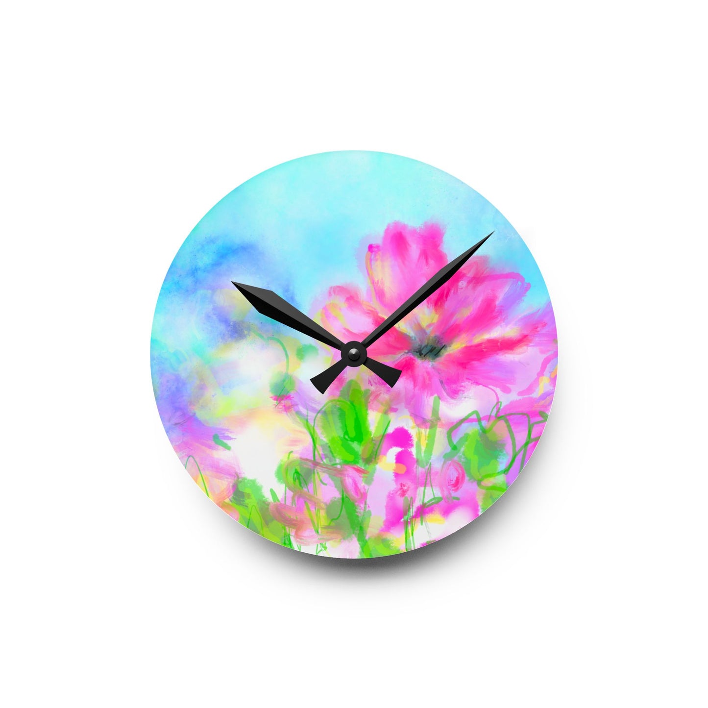 Joyful Landscapes  Wall Clock, Aqua Skies