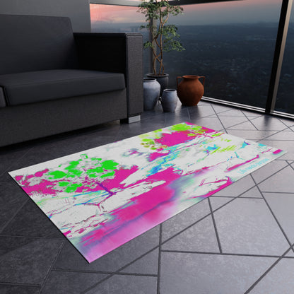 Inspirational Landscapes Indoor/Outdoor Rug, Life needs purpose," Raspberry and Green,  Non-Slip